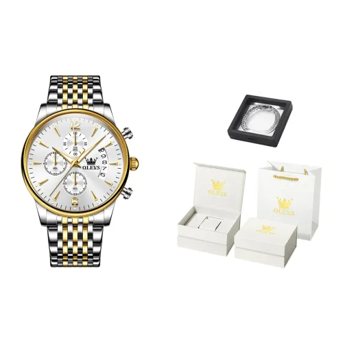 OLEVS Кварцевый механизм ремешок из нержавеющей стали мужские часы черный циферблат