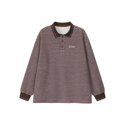 YOSHIYOYI Поло Унисекс Фиолетовый Серый Полосы