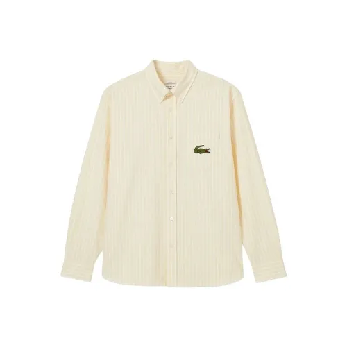 LACOSTE SS25 Рубашка Мужская Светло-Желтая Белая Полосы