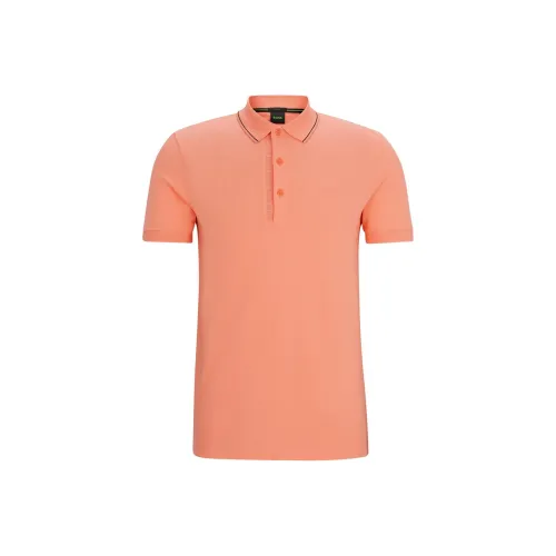 Hugo Boss Хлопковый пике Облегающий крой Поло с Тональным логотипом Polo Рубашка Мужская Апельсин