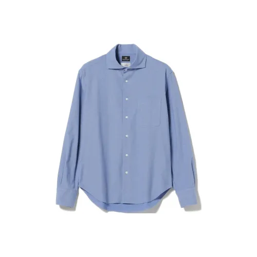 BEAMS совместная брендированная мужская рубашка саксонского синего цвета