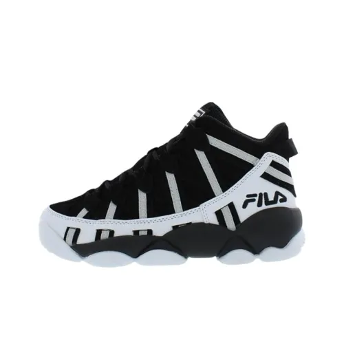 FILA KIDS Slip-resistant Abrasion-resistant MID Топ Детские Баскетбольные Кроссовки Черный Белый Подростки