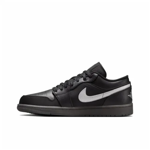 Jordan Air Jordan 1 Баскетбольные кроссовки Low Топ Черный/Золото Металлический Серебристый/Черный Унисекс