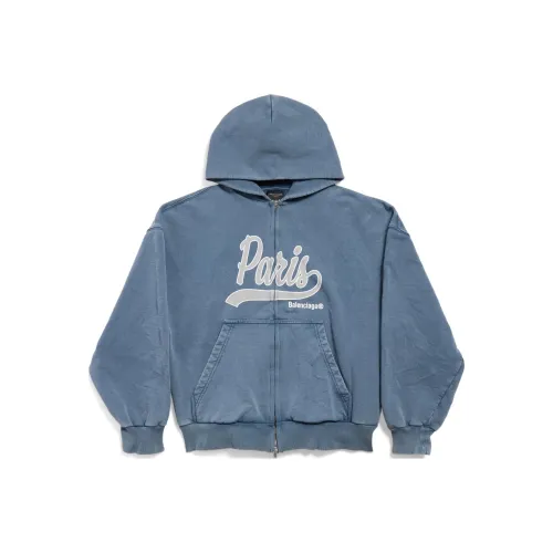 Balenciaga FW24 Свитшот Стандартный крой Унисекс Выцветший Синий