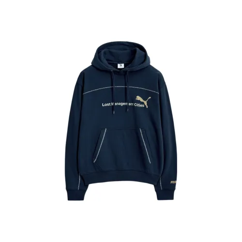 PUMA X LMC Коллаборация Изогнутый Худи Толстовка Унисекс Морской синий