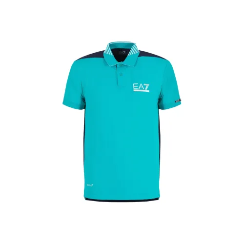 EMPORIO ARMANI EA7 SS24 Поло Мужское Синий Зеленый