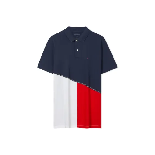 Tommy Hilfiger Polo Мужское Красный Синий Белый Многоцветный