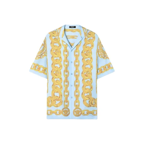 FANSIZHE Рубашка Мужская Синий Золото Цвет