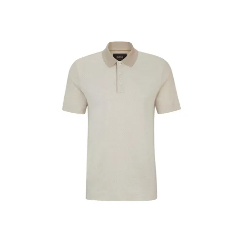 Hugo Boss Стандартный Flt Shlrt Хлопок Поло Мужской Светлый Бежевый