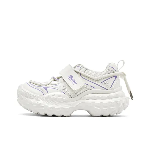 Dickies Противоскользящие Устойчивые к износу Дышащие Низкие Топ Кроссовки с Толстой Подошвой Женские Бежево-фиолетовые