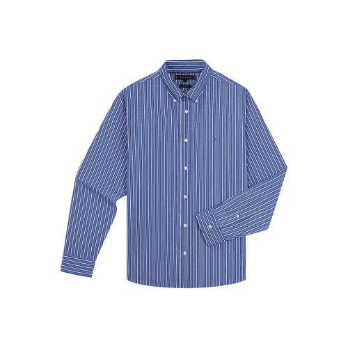 Tommy Hilfiger Рубашка Мужская Синие и Белые Полоски