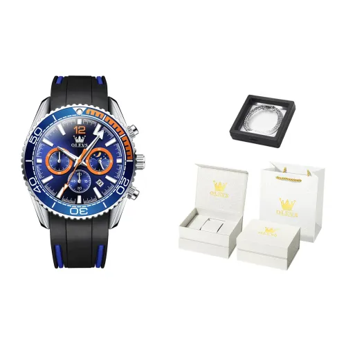 OLEVS Кварцевый механизм силиконовый ремешок мужские часы синий циферблат