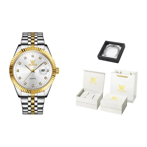 OLEVS Кварцевый механизм Часы Мужские Белый циферблат