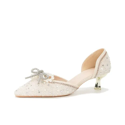 Zubumei Низкий каблук Высокий каблук 4CM Женский Экрю