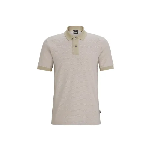 HUGO BOSS Slim Fit Polo IN TWO Тон Mercerised Cotton Polo Men's Light Beige