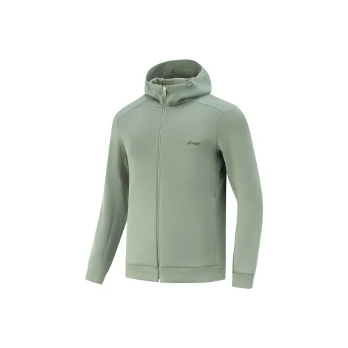 LINING Fitness Series Толстовка Мужская Цветочный Дизайн Серый Сетка Лист Зеленый