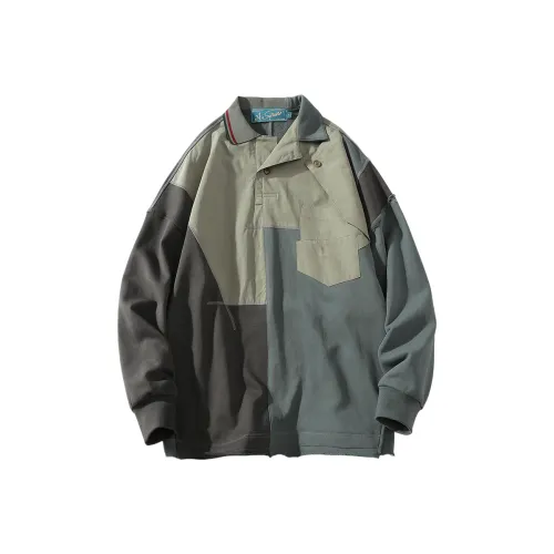 A SQUARE ROOT Поло Унисекс Синий Зеленый