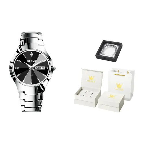 OLEVS Кварцевый механизм стальной ремешок из вольфрамовой стали мужские часы черный циферблат