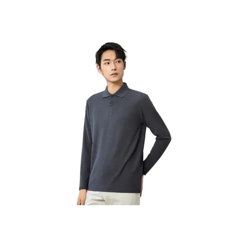 Red Bean Однотонный Отложной воротник Пуловер Длинный рукав Поло Мужской