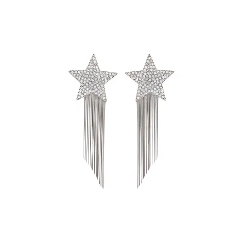 SAINT LAURENT Латунный Clip ON Серьги Серебряные Женские