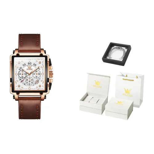 OLEVS Кварцевый механизм кожаный ремешок мужские часы синий циферблат