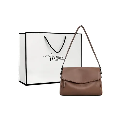 MILLIE'S Коровья кожа Подмышечный Сумка через плечо Сумка-подушка Женская Шоколад