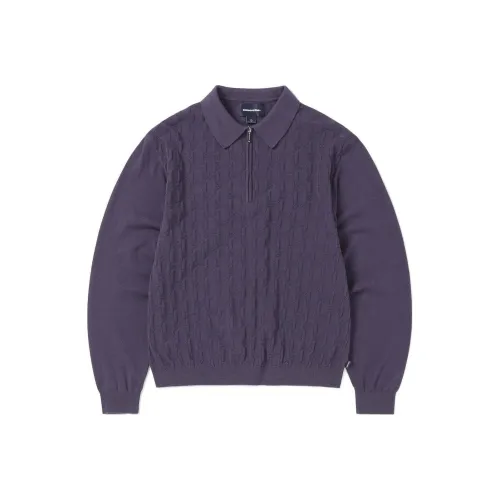 Thisisneverthat SS24 Ultras Коллекция CABLE KNIT Zip Поло Унисекс Фиолетовый