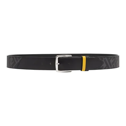 FENDI Cotton Leather Belts Men's Black Ширина 3,5CM