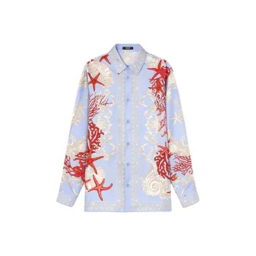 VERSACE LA Vacanza Праздника Коллекция SS24 Рубашка Мужская Синяя