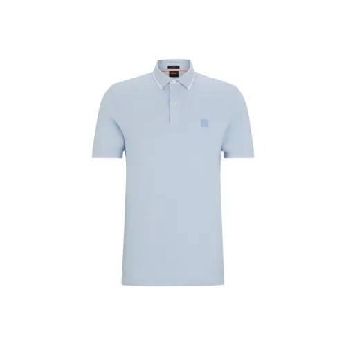 Hugo Boss Slim Fit Polo из вымытого эластичного хлопка pique мужское светло-синий