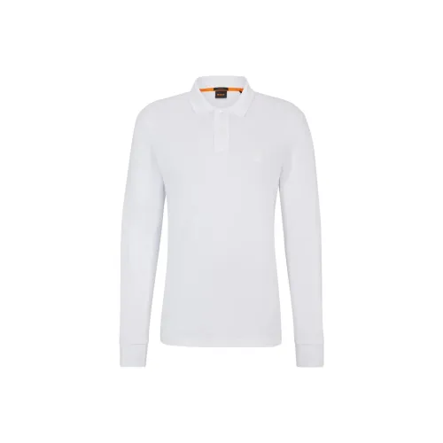 Hugo Boss Эластичная хлопковая поло с логотипом поло мужское белое