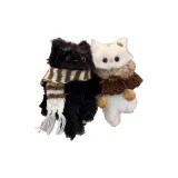 Белый плащ котенок [Материал Package] + Черный шарф котенок [Материал Package]