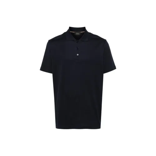 Brioni SS24 Поло Мужское Морской Синий