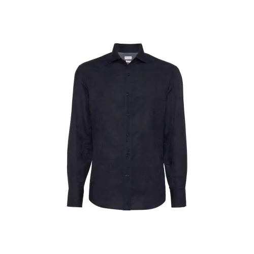 BRUNELLO CUCINELLI SS24 Рубашка Мужская Midnight Blue