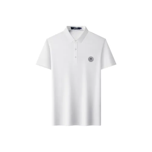 FORTEI Поло Мужское Белое Дружелюбное Летнее Удобное Повседневное Спортивное Короткий-Рукав Рубашка