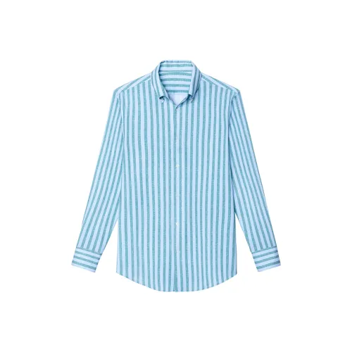 SKARO Рубашка Мужская Синие Зеленые Полосы