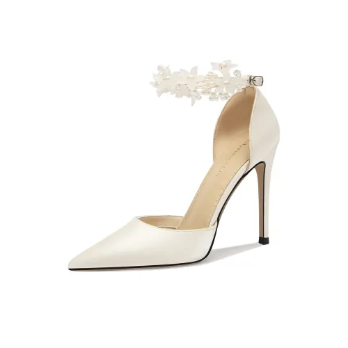 Lily Wei Белый Цвет багряника Узкий каблук Высокие каблуки Женские Жемчужно-белый