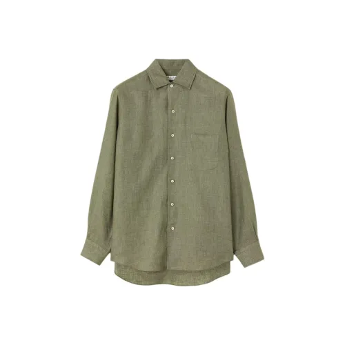 Loro Piana Рубашка Мужская Лен Зеленый