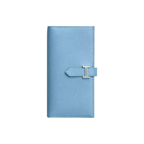 HERMES Bearn Epsom Телячья кожа Кошелек Женские 7N Celeste Небесно-голубой