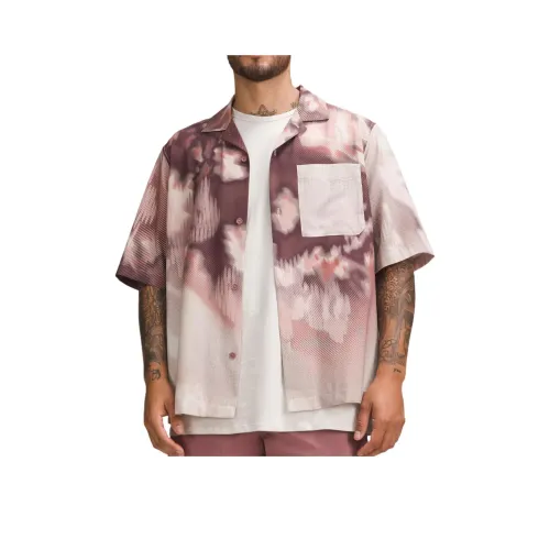 lululemon Team Canada Collection COC Мужская Пуговица Пуховая Куртка Рубашка Мужская Розовая Коричневая