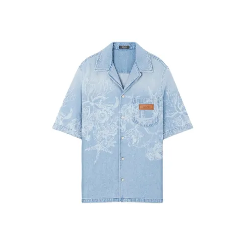 VERSACE LA Vacanza Праздника Коллекция SS24 Рубашка Мужская Синяя