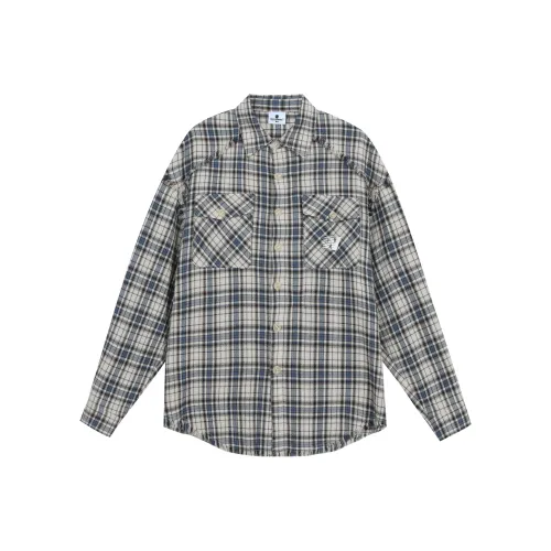 WAITINGWAVE Рубашка Унисекс Бежевый Синий Check