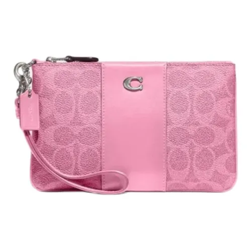 COACH Wristlet Искусственная кожа Запястье Сумка Клатч Маленький Женский Свежий розовый