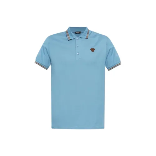 VERSACE Мужская поло рубашка синего цвета