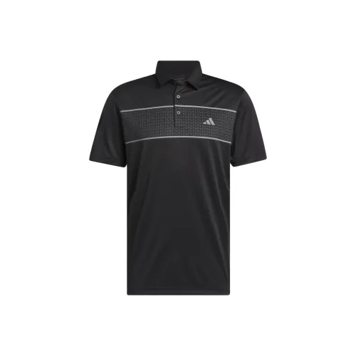 Adidas Polo с полосками на груди мужское черное