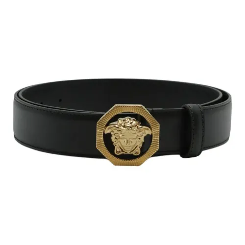 VERSACE Телячья кожа Кожаные ремни Мужской Черный 3,5CM