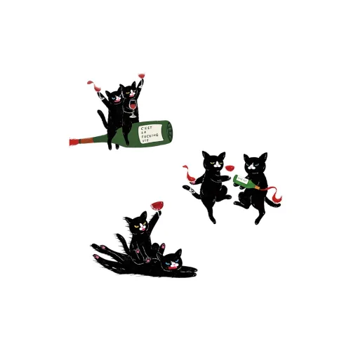 QINGSHANQIHAI Tipsy Night Кошка Brew Временные татуировки 1 шт