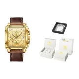Коричневая кожа, золотистый тон, золотистый циферблат [Лимитированная подарочная коробка]