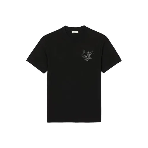 SANDRO Year of the Dragon capsule series Черное унисекс поло