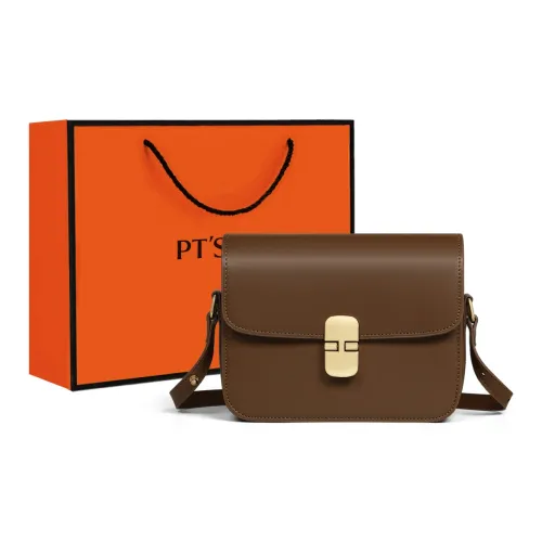 PT'SON Коровья кожа Подмышечная сумка через плечо Сумка на плечо Маленькая квадратная сумка Стандартная женская Темно-кофейный